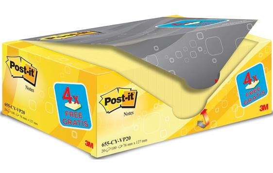 131742 Post-It UU001490414 POST-IT&#174; &#216;konomi pk gul 76x127mm (20) 